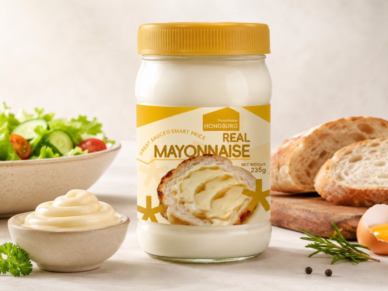 Pravá majonéza ve skleněné nádobě Pravá majonéza ve skleněné nádobě